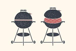 barbecue, gril. affiche un barbecue, barbecue, gril outils vecteur
