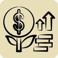 icône argent croissance. en relation à la finance et impôt symbole. main tiré style. Facile conception illustration vecteur