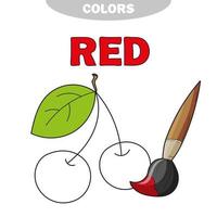 rouge. apprendre la couleur. illustration de l'éducation des couleurs primaires. cerise de vecteur