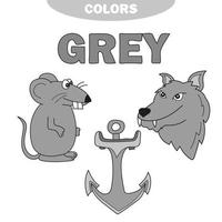 apprendre la couleur grise - les choses qui sont de couleur grise vecteur