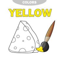 modèle de page de livre de coloriage avec du fromage, échantillons de couleurs. illustration vectorielle vecteur