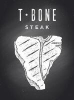 steak, tableau noir. cuisine affiche avec steak silhouette vecteur