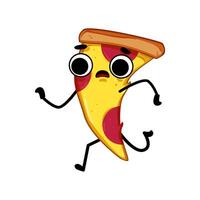 nourriture Pizza tranche personnage dessin animé illustration vecteur