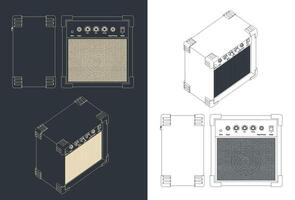 guitare combo amplificateur dessins vecteur