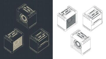 guitare combo amplificateur plans vecteur
