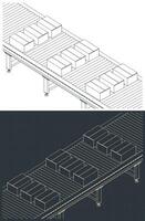convoyeur pour entrepôts isométrique dessins vecteur