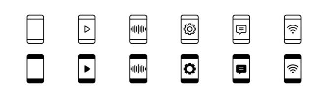 mobile téléphone statut icône ensemble. téléphone intelligent statut ensemble. mobile téléphone avec Wifi. vecteur