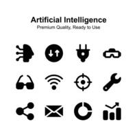 artificiel intelligence Icônes ensemble dans branché style en haut pour prime utilisation vecteur