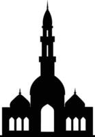 une noir mosquée minaret silhouette pour eid mubarak vecteur