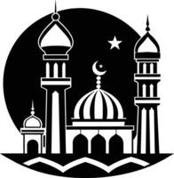une noir mosquée minaret silhouette pour eid mubarak vecteur