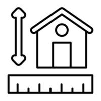 icône de ligne de mesure de maison vecteur