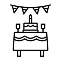 icône de ligne de table d'anniversaire vecteur