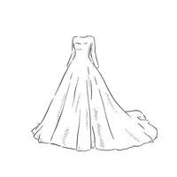 une ligne tiré illustration de une longue à manches mariage robe, lequel pourrait être utilisé pour de mariée boutiques, mariage blogs et donc beaucoup plus vecteur