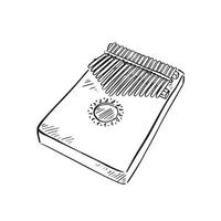 une ligne tiré illustration de une Kalimba dans noir et blanc vecteur