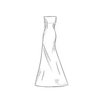 une ligne tiré illustration de une classique taffetas haute cou robe, lequel pourrait être utilisé pour de mariée boutiques, mariage blogs et donc beaucoup plus vecteur