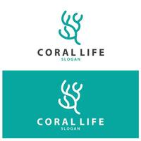 algue logo corail logo Facile feuille logo sous-marin plante conception vecteur