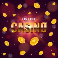 en ligne casino bannière concept avec or en volant pièce de monnaie vecteur