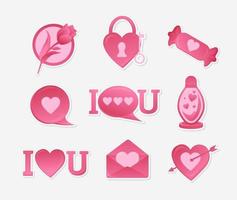 collection d'autocollants valentine set love pink vecteur