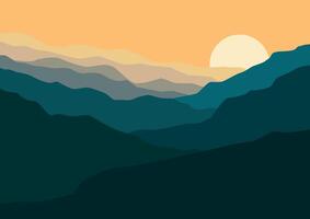 montagnes paysage dans coucher de soleil, la nature illustration. vecteur