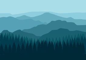 paysage avec montagnes et pin forêt. illustration dans plat style. vecteur