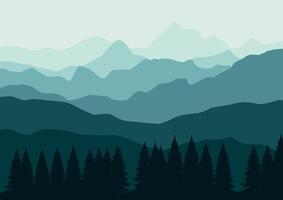 paysage montagnes et pin forêt illustration dans plat conception pour Contexte. vecteur