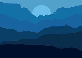 paysage montagnes dans le coucher du soleil illustration dans plat conception pour Contexte. vecteur