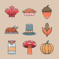 collection d'icônes de thanksgiving pastel vecteur
