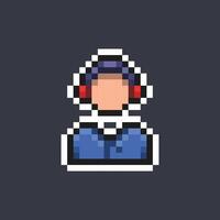 homme portant casque de musique dans pixel art style vecteur