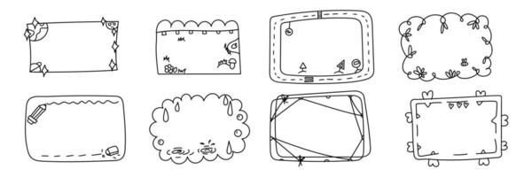 gluant main tiré griffonnage psychédélique Remarques sur papier, mignonne blancs, Bureau avis, Accueil rappel. papier autocollants, parlant des nuages, flèches, éléments, cadres, Nombres, école, université. contour bâton vecteur