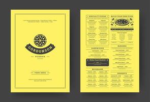 Pizza restaurant menu disposition conception brochure ou nourriture prospectus modèle illustration vecteur