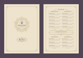 menu conception modèle avec couverture et restaurant ancien logo brochure. vecteur