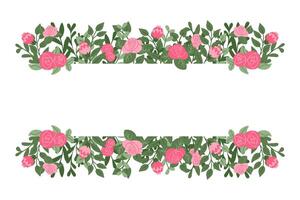 stylisé floral mariage invitation modèle avec copie espace. plat main tiré abstrait Facile fleurs et feuilles. botanique Naturel Contexte isolé sur blanc Contexte. vecteur
