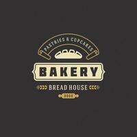 boulangerie badge ou étiquette rétro illustration pain ou pain silhouette pour boulangerie. vecteur