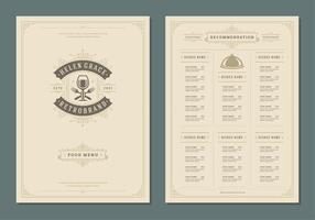 restaurant menu conception et logo brochure modèle. vecteur