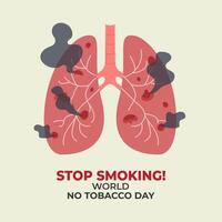 mauvais pour la santé poumons endommagé par fumeur bannière. non le tabac journée concept vecteur