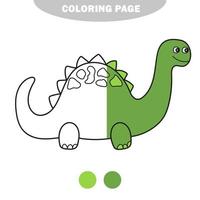 coloriage simple. dino drôle, jeu éducatif pour les enfants d'âge préscolaire vecteur
