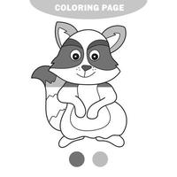 coloriage simple. illustration simple de dessin animé raton laveur animal de la forêt vecteur