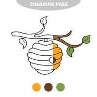 coloriage simple. livre de coloriage pour enfants, ruche d'abeilles vecteur