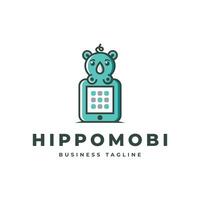 hippopotame mobile logo conception vecteur