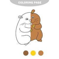 coloriage simple. livre de coloriage pour enfants, hamster vecteur