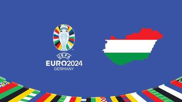 euro 2024 Hongrie drapeau carte équipes conception avec officiel symbole logo abstrait des pays européen Football illustration vecteur