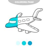 coloriage simple. avion noir et blanc de vecteur isolé sur blanc