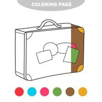 coloriage simple. livre de coloriage pour enfants, valise avec autocollants vecteur