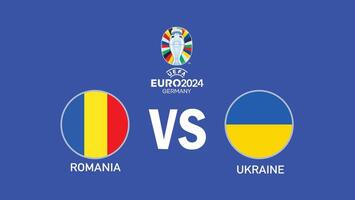 Roumanie et Ukraine rencontre euro 2024 emblème drapeau équipes conception avec officiel symbole logo abstrait des pays européen Football illustration vecteur