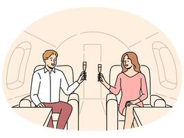 content couple boisson sur privé jet vecteur