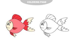 coloriage simple. feuille de dessin pour enfants d'âge préscolaire - poisson vecteur