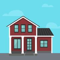 maison avec porche. rouge à deux étages maison avec porche pour louer, pour vente dans plat style. illustration vecteur