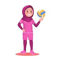 hijab fille volée joueur dessin animé illustration vecteur