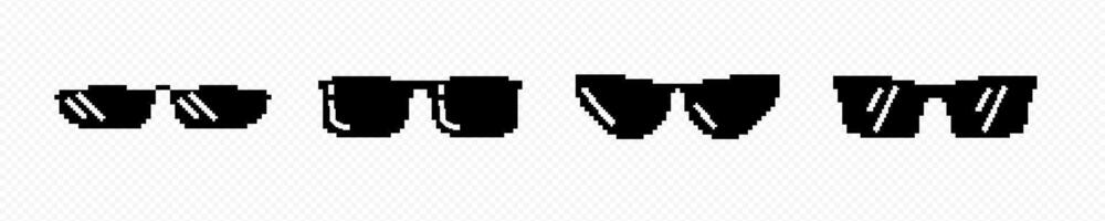 élégant pixel des lunettes avec noir cadres ensemble vecteur