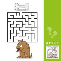 jeu amusant pour l'éducation des enfants. Labyrinthe. aidez le chien de dessin animé à trouver l'os vecteur